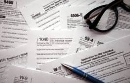 US tax forms background. Financial or business concept